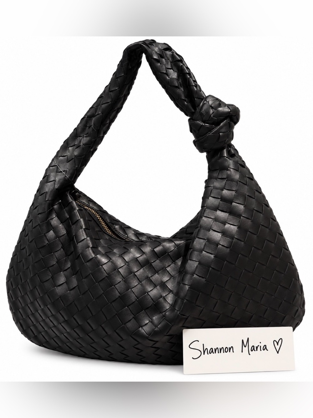 Urban Expressions Black Woven Slouchy Hobo Bag
*Knotted Handle *Vegan Leather